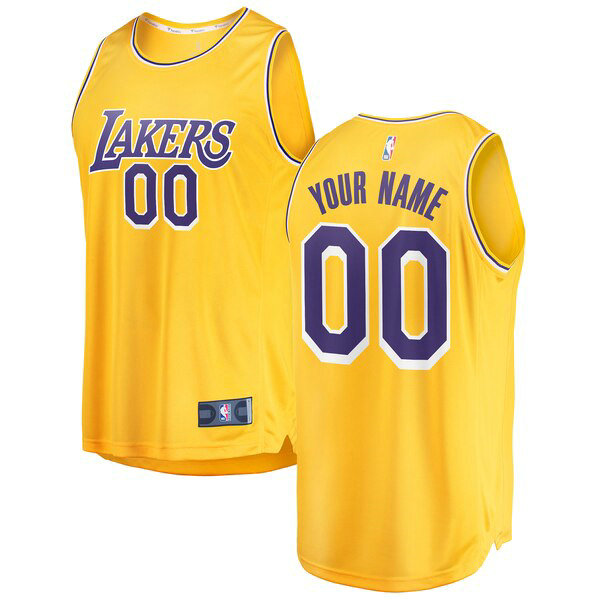 Maillot Los Angeles Lakers Homme Custom 0 2018-2019 Icon Edition Jaune